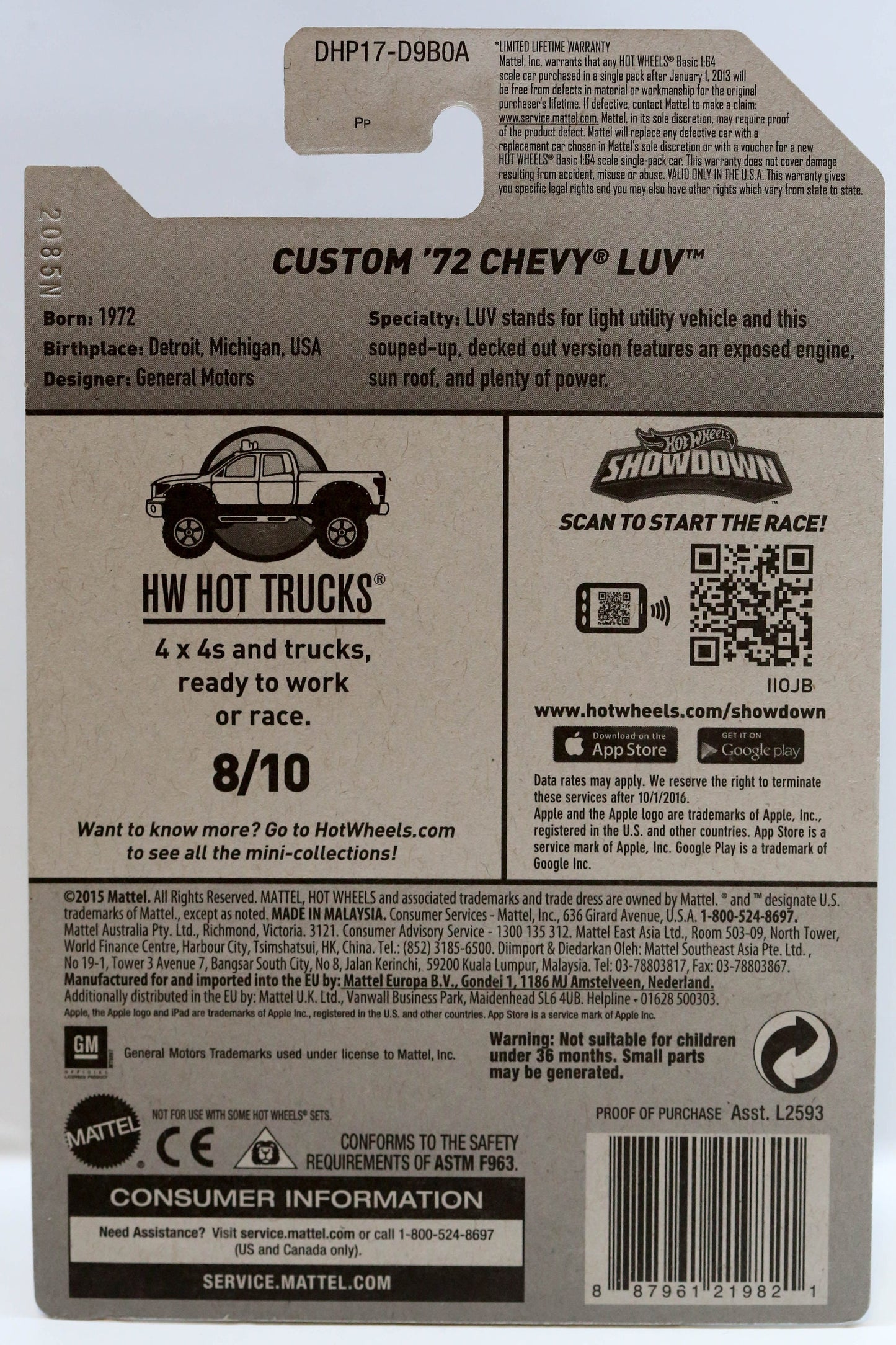 Camionetas Chevy Luv HW Hot Wheels personalizadas del 72 DHP17
