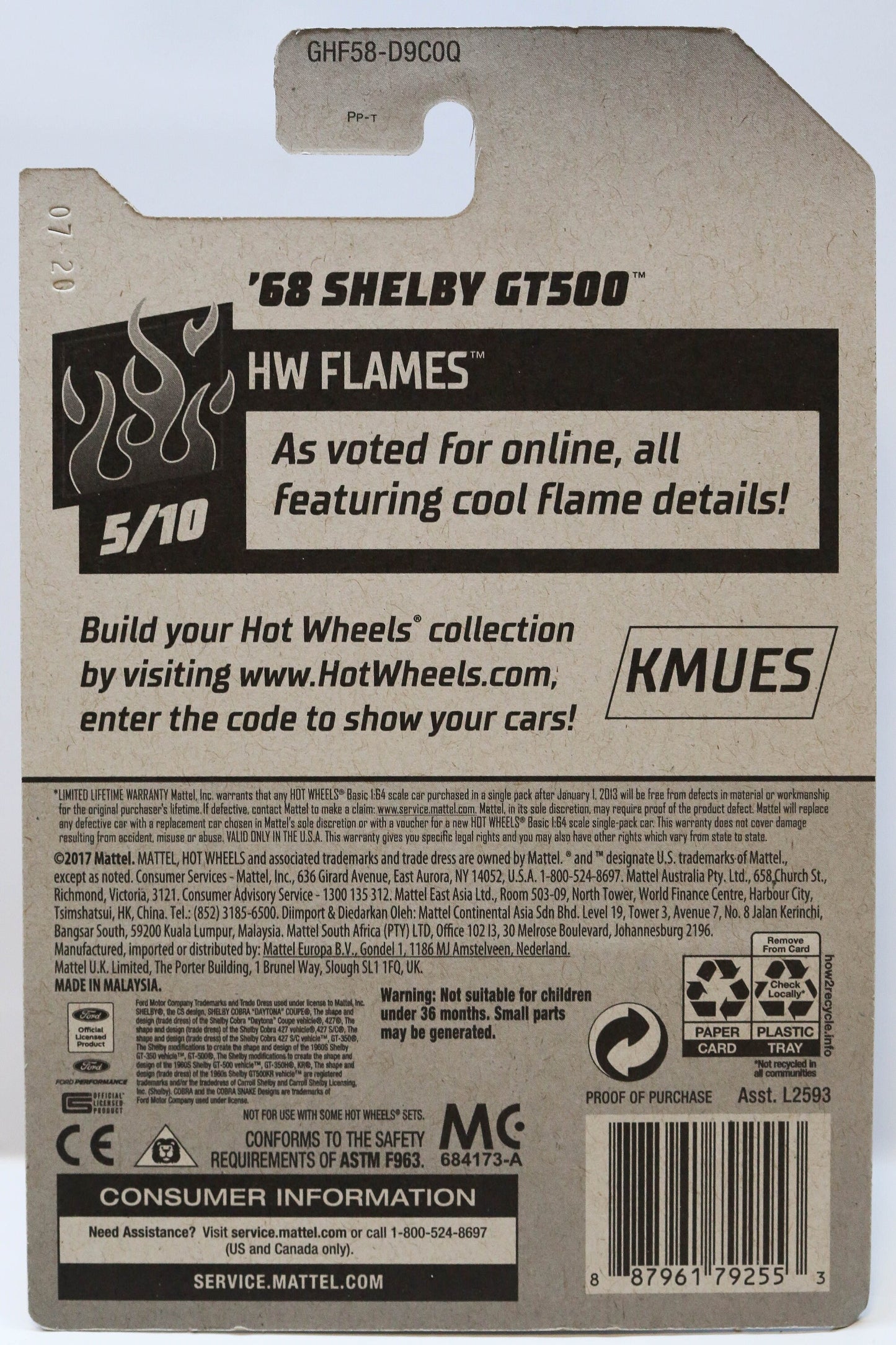 Hot Wheels '69 Shelby GT500 HW Flames GHF58 - Más (+) un Hot Wheel de bonificación