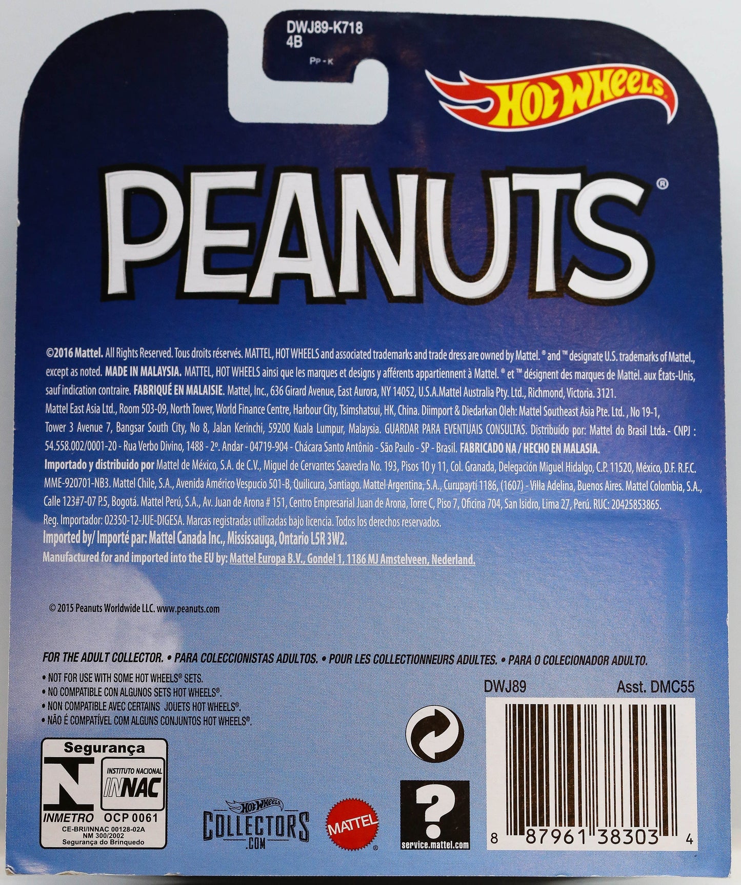 Hot Wheels Peanuts Snoopy DWJ89 - Entretenimiento retro premium con RealRiders - Edición limitada