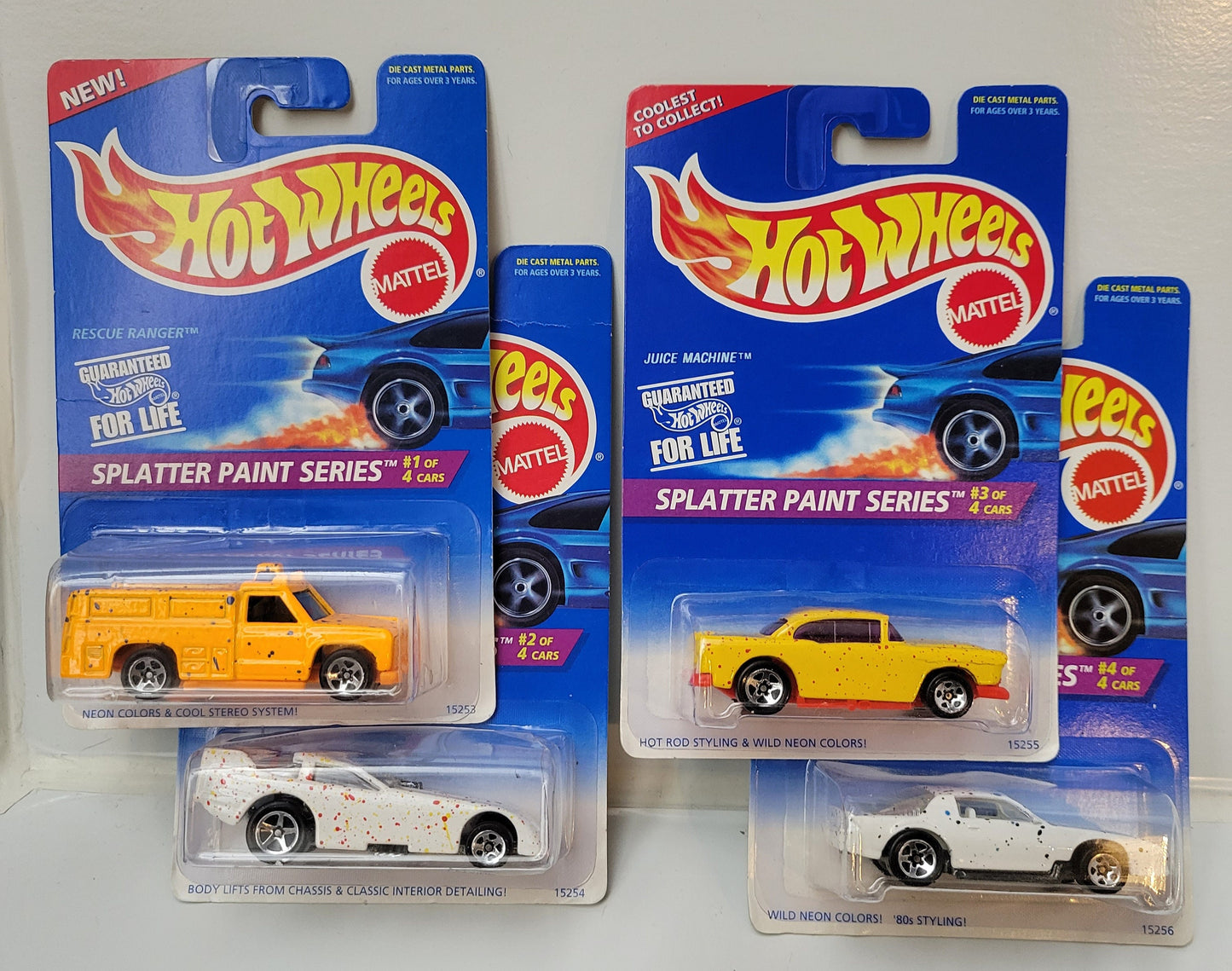 Hot Wheels Vintage 1996 Splatter Paint Series - Coffret complet - 15253 - Rare - Plus (+) une Hot Wheel en bonus
