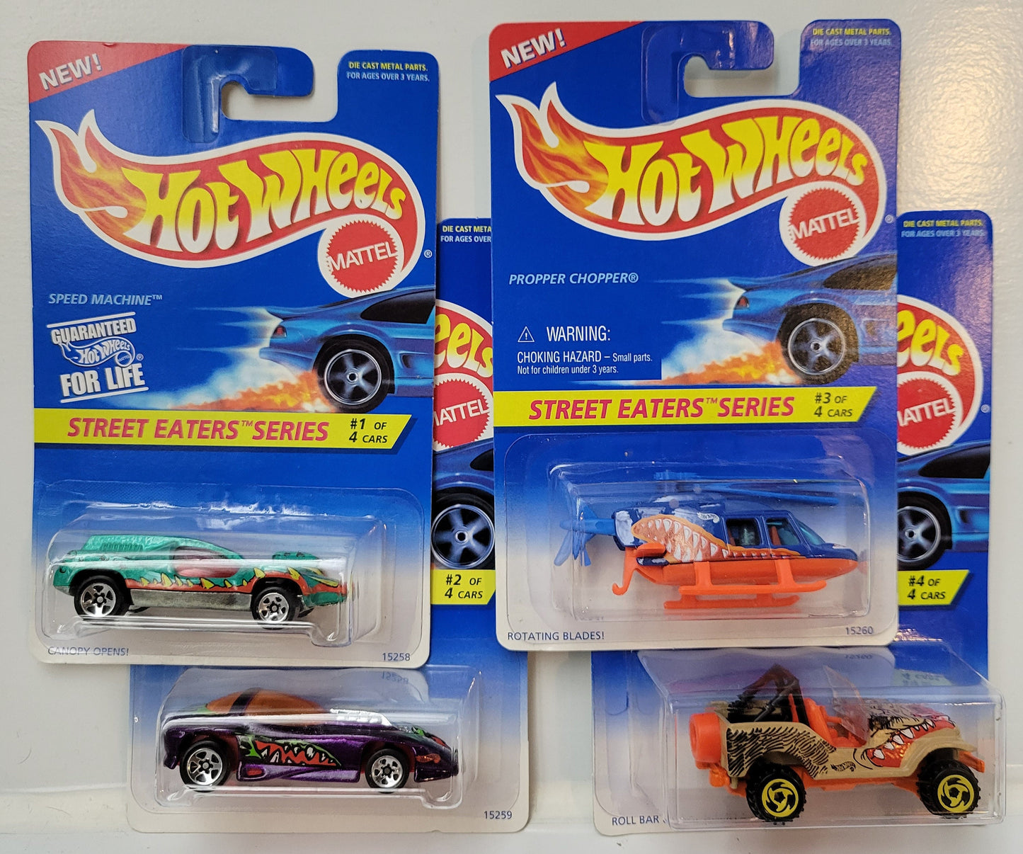 Hot Wheels vintage 1996 Street Eaters Series - Coffret complet - 15258 - Rare - Plus (+) une Hot Wheel en bonus