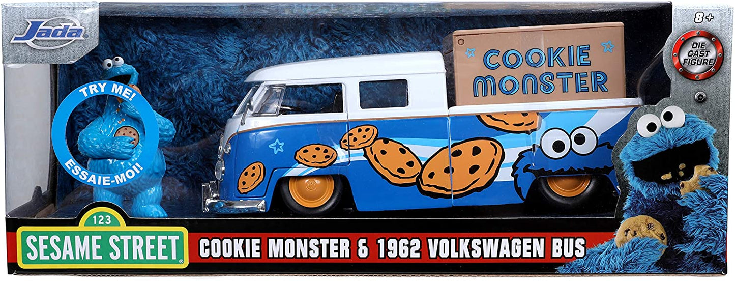 Jada Toys Sesame Street Cookie Monster & 1962 Volkswagen Bus - 31751