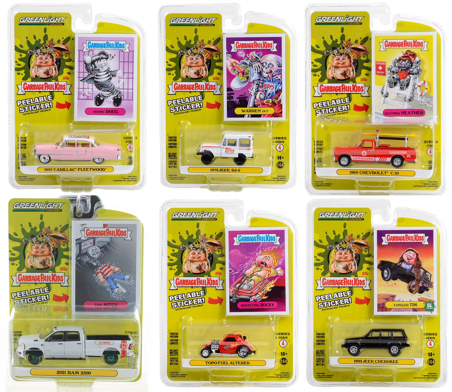 Greenlight Collectibles - Garbage Pail Kids® Series 4 Assortment (1/64) 54070 - Six (6) piece set