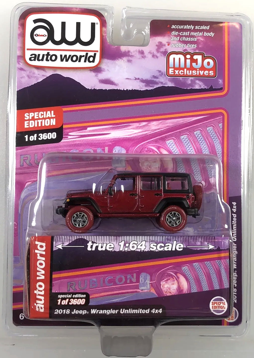 Auto World 2018 Jeep Wrangler Rubicon Unlimited 4x4 (MiJo Exclusive) - CP7753 - Chase Ultra Red