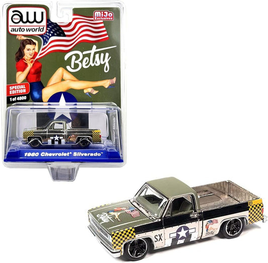 Auto World 1980 Chevrolet Silverado Pickup (MiJo Exclusive) - CP7833 - Chrome Pinup Girl Betsy