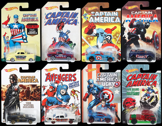 Hot Wheels Captain America 75th Anniversary Series 2016 - DJK75-DJK79 - Full Set
