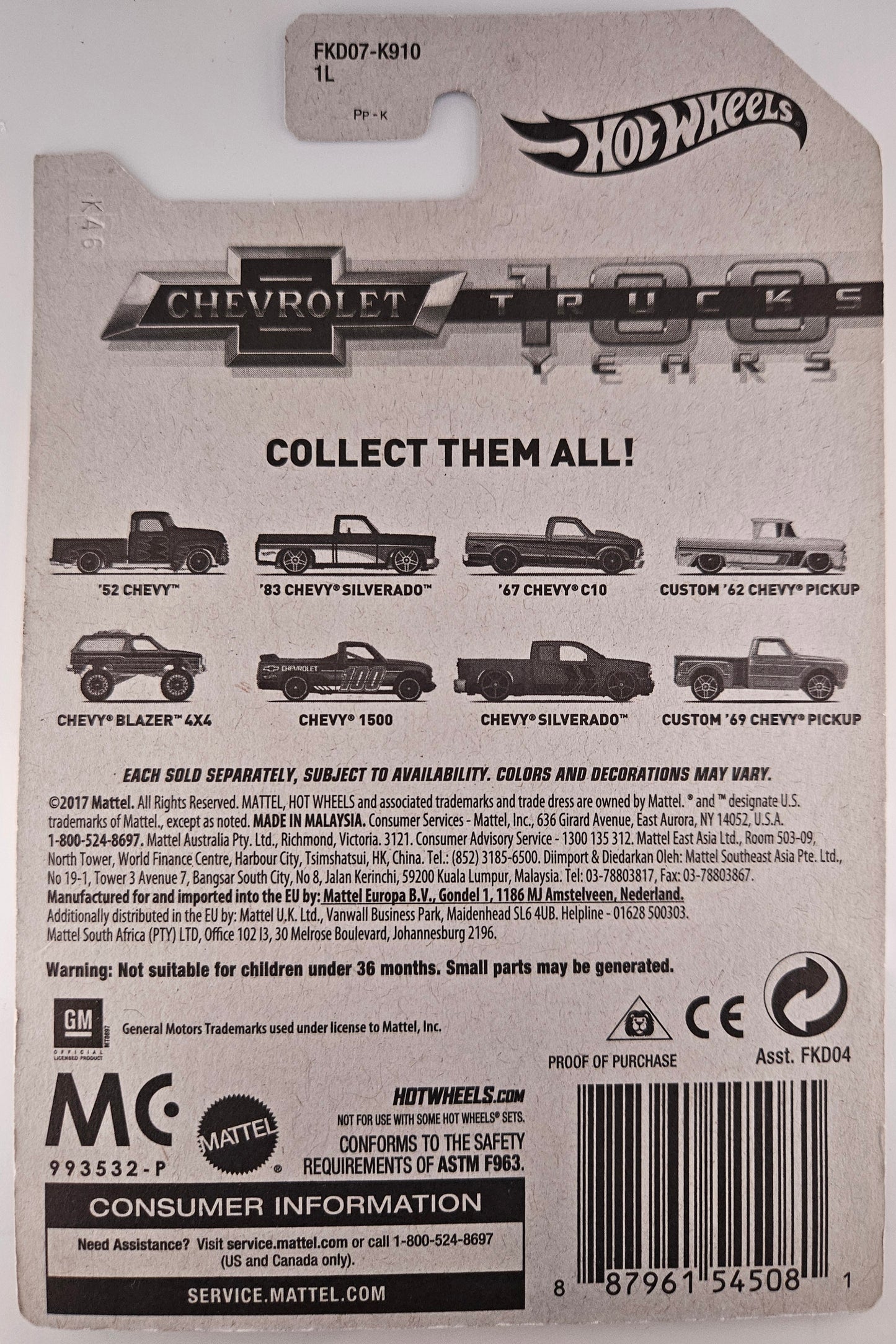 Hot Wheels '67 Chevy C10 HW 100 Years of Chevy Trucks Series (2018) FKD07 - 3/8 - Walmart Exclusive