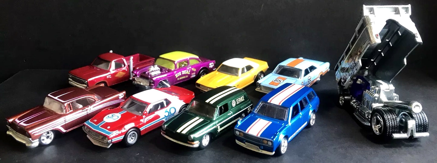 Hot Wheels 50th Anniversary Favorites Series - 2018 - FLF35-FLF38 - Set of Ten (10) - Premium with Real Riders