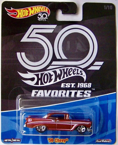 Hot Wheels 50th Anniversary Favorites Series - 2018 - FLF35-FLF38 - Set of Ten (10) - Premium with Real Riders