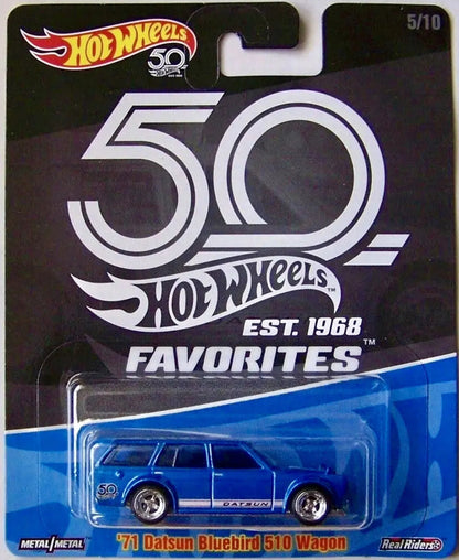 Hot Wheels 50th Anniversary Favorites Series - 2018 - FLF35-FLF38 - Set of Ten (10) - Premium with Real Riders