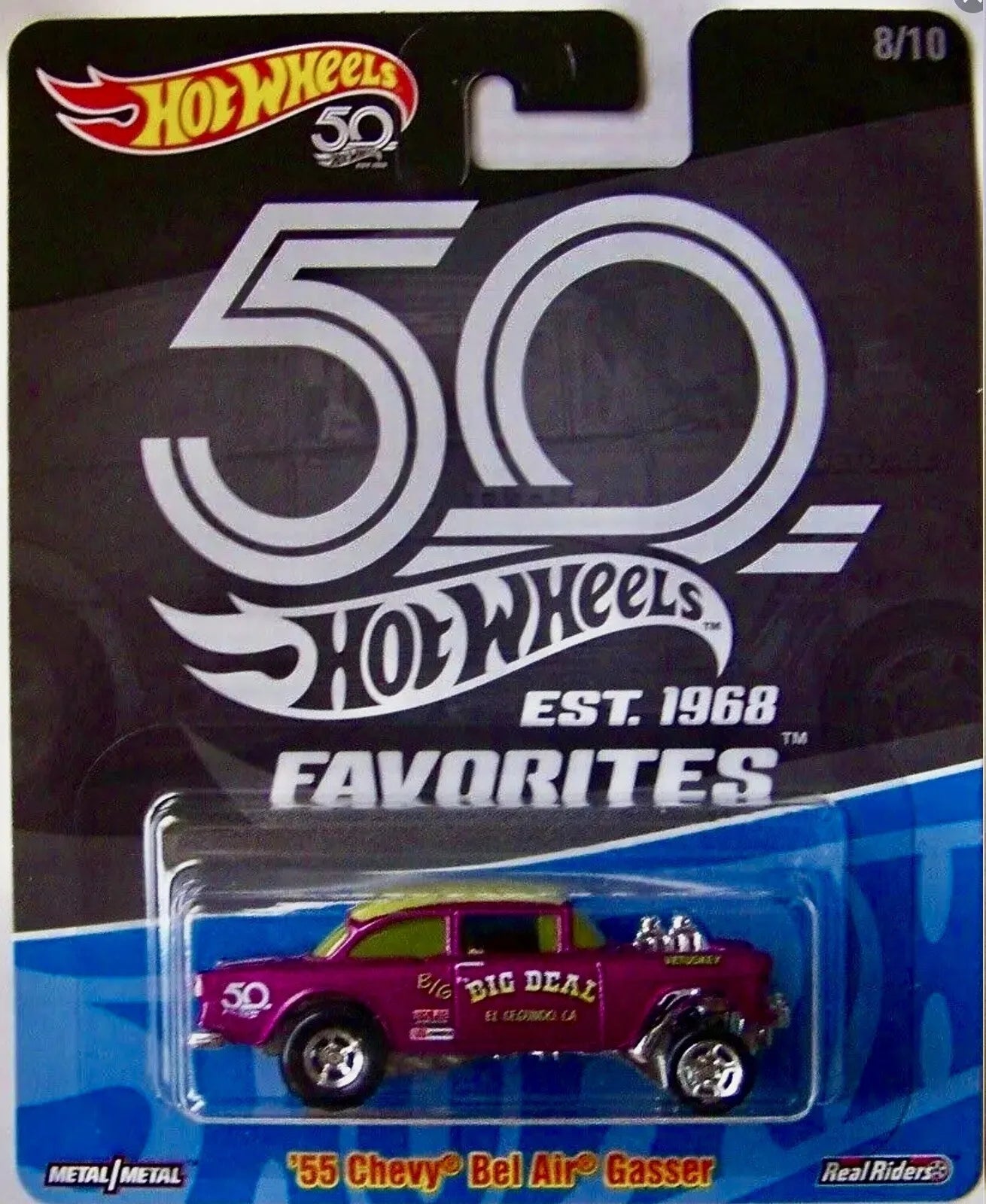 Hot Wheels 50th Anniversary Favorites Series - 2018 - FLF35-FLF38 - Set of Ten (10) - Premium with Real Riders