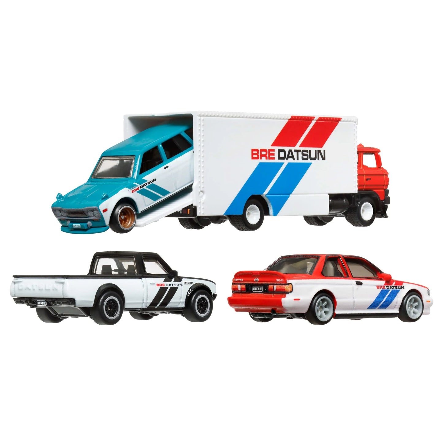 Hot Wheels Premium Collector Set, 3 Datsun-Nissan Cars & 1 Transporter - HRT52 - BRE