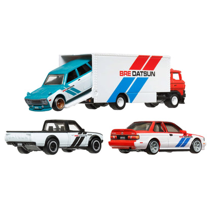 Hot Wheels Premium Collector Set, 3 Datsun-Nissan Cars & 1 Transporter - HRT52 - BRE