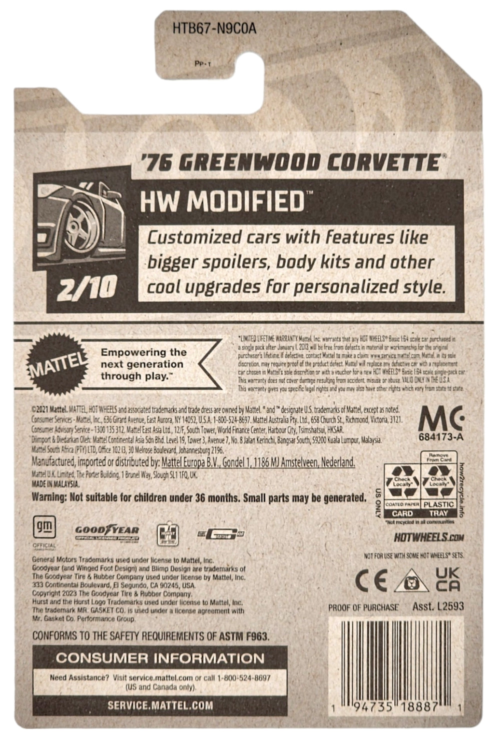 Hot Wheels '76 Greenwood Corvette HW Modified - HTB67