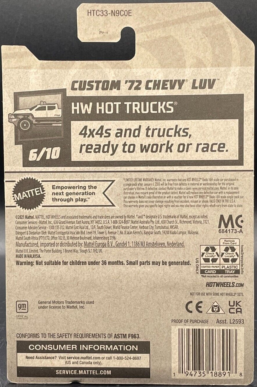 Hot Wheels Custom '72 Chevy Luv HW Hot Trucks HTC33