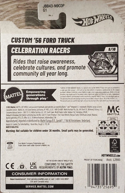 Hot Wheels Custom '56 Ford Truck HW Celebration Racers JBB43 - Day of the Dead - Halloween