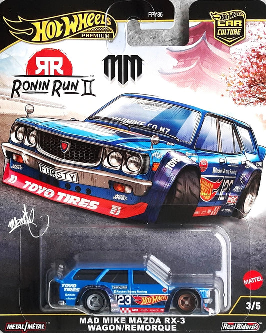 Hot Wheels Car Culture Mad Mike Mazda RX-3 Wagon JBK50 - 2025 Ronin Run II Premium with Real Riders