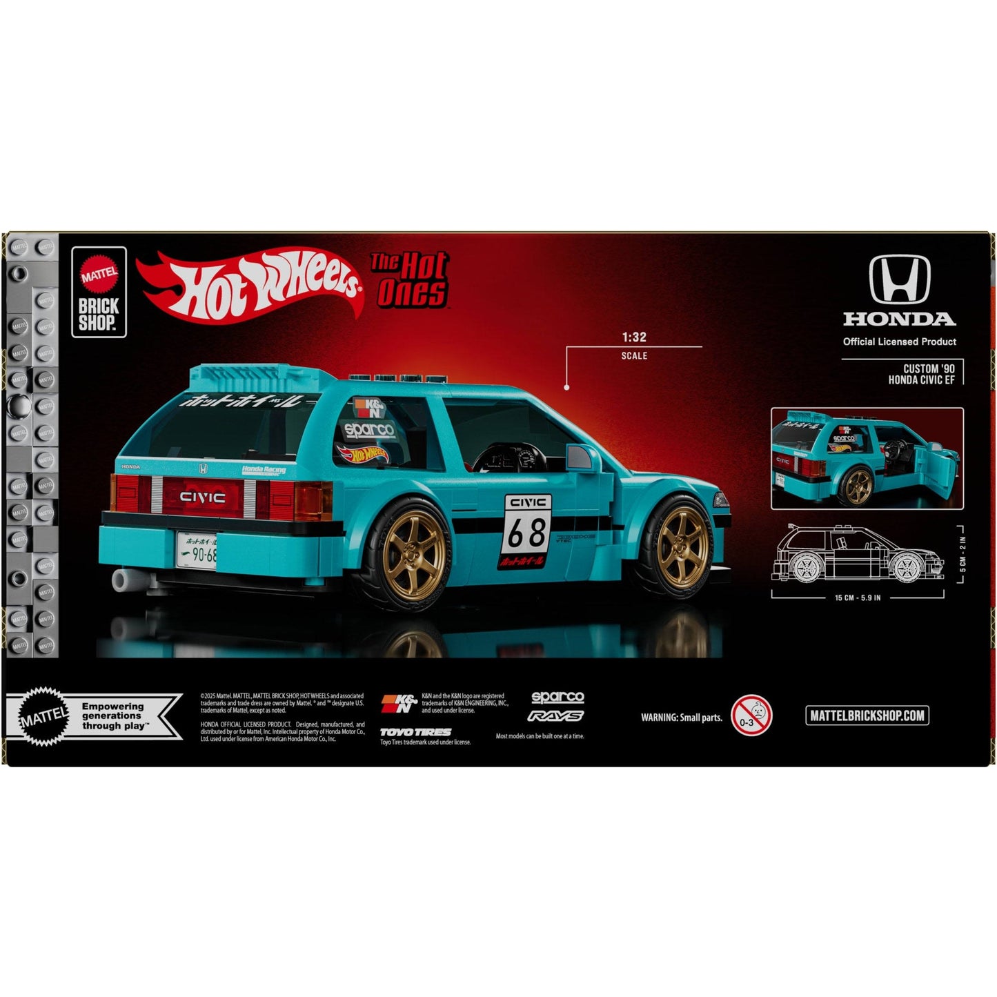 Mattel Brick Shop Hot Wheels Custom ’90 Honda Civic EF Building Set JHF62