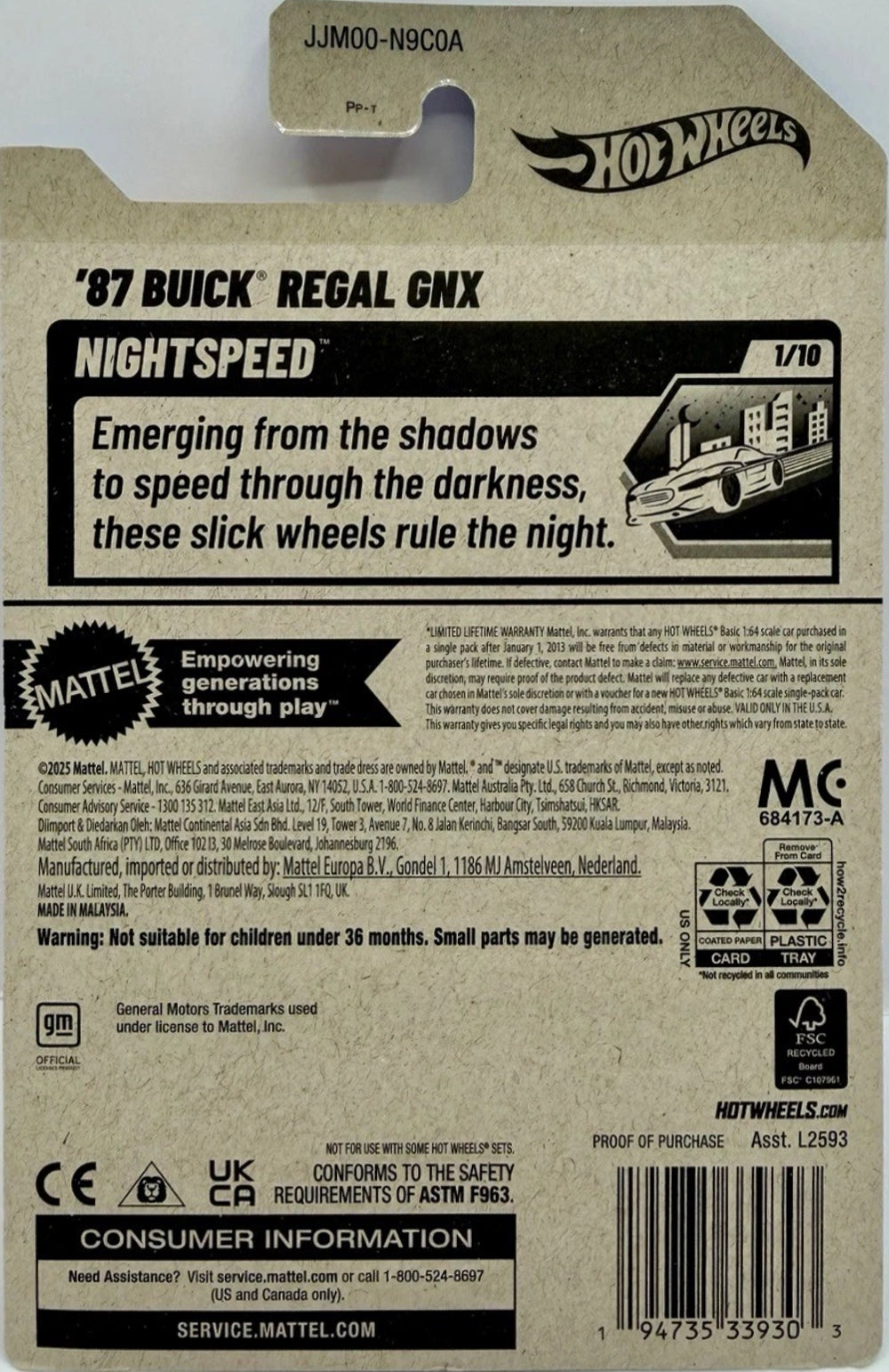 Hot Wheels '87 Buick Regal GNX HW Nightspeed JJM00 - 2026 Treasure Hunt