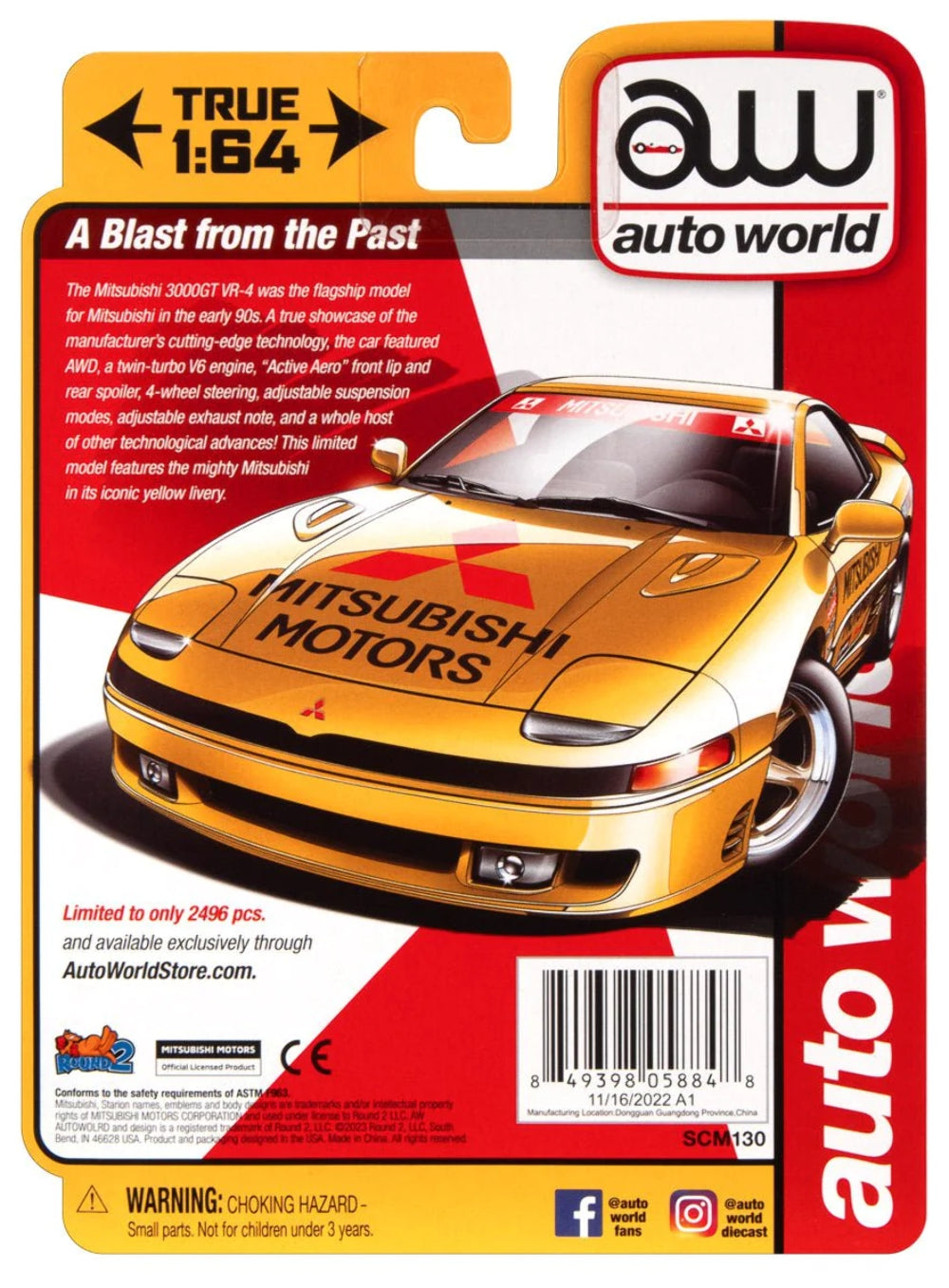 Auto World 1991 Mitsubishi 3000 GT VR-4 (AW Exclusive) 1:64 Scale Diecast - SCM130