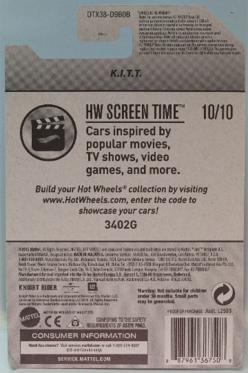 Hot Wheels K.I.T.T. HW Screen Time DTX38 - Plus (+) a Bonus Hot Wheel - Knight Rider