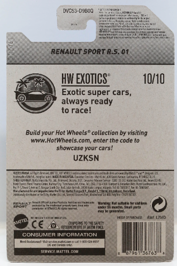 Hot Wheels Renault Sport R.S. 01 HW Exotics DVC53 - Plus (+) a Bonus Hot Wheel