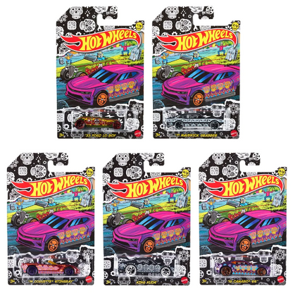 Hot Wheels Halloween 2021 Dia De Los Muertos Collection - DXT91 - Plus (+) a Bonus Hot Wheel - Full Set