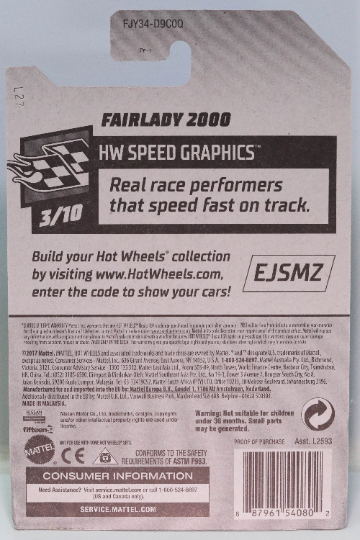 Hot Wheels Fairlady 2000 HW Speed Graphics FJY34 - Plus (+) a Bonus Hot Wheel