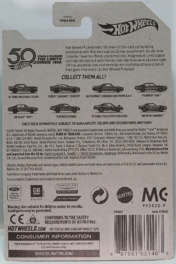 Hot Wheels '67 Ford Mustang Coupe ZAMAC - 50th Anniversary FRN24 - Plus (+) a Bonus Hot Wheel - Rare and VHTF