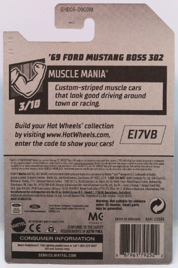 Hot Wheels '69 Ford Mustang Boss 302 HW Muscle Mania GHD06 - Plus (+) a Bonus Hot Wheel
