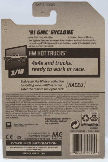 Hot Wheels '91 GMC Syclone HW Hot Trucks GHF13 - Plus (+) a Bonus Hot Wheel