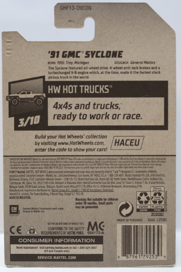 Hot Wheels '91 GMC Syclone HW Hot Trucks GHF13