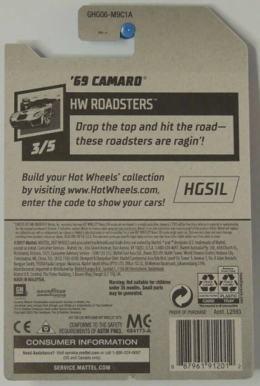 Hot Wheels '69 Camaro HW Roadsters GHG06 - Plus (+) a Bonus Hot Wheel