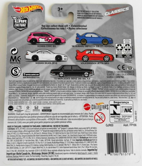 Hot Wheels Car Culture: Modern Classics Honda Civic EG GJR00 - Premium with Real Riders - Hello Kitty