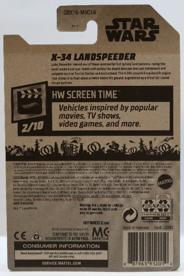Hot Wheels X-34 Landspeeder HW Screen Time GRX16 - Plus (+) a Bonus Hot Wheel - Star Wars
