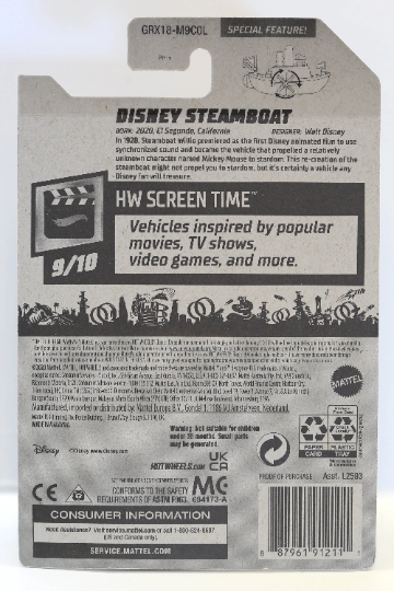 Hot Wheels Disney Steamboat HW Screen Time GRX18 - Plus (+) a Bonus Hot Wheel