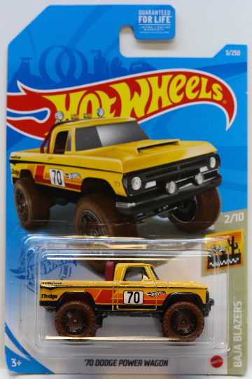 Hot Wheels '70 Dodge Power Wagon HW Baja Blazers GRX65 - Plus (+) a Bonus Hot Wheel