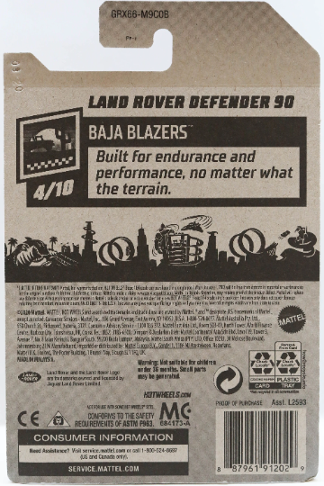 Hot Wheels Land Rover Defender 90 HW Baja Blazers GRX66 - Plus (+) a Bonus Hot Wheel