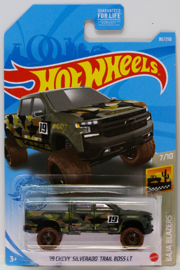 Hot Wheels '19 Chevy Silverado Trail Boss LT Pickup HW Baja Blazers GRX69 - Plus (+) a Bonus Hot Wheel