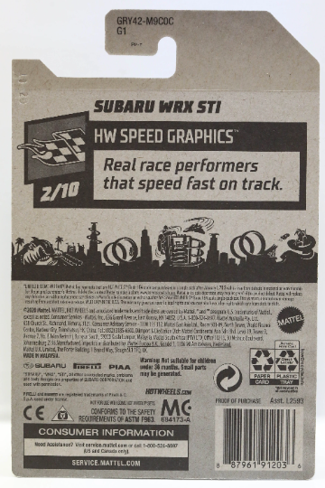 Hot Wheels Subaru WRX STi HW Speed Graphics GRY42 - Plus (+) a Bonus Hot Wheel