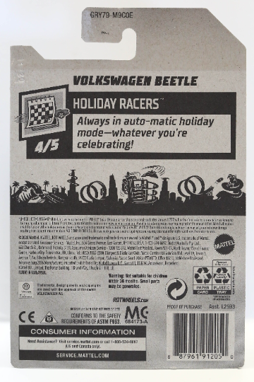 Hot Wheels Volkswagen Beetle HW Holiday Racers GRY79 - Plus (+) a Bonus Hot Wheel