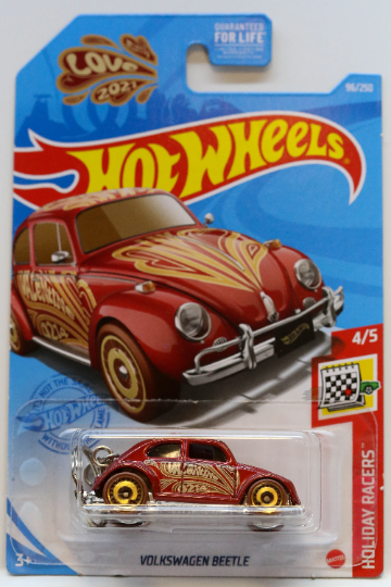 Hot Wheels Volkswagen Beetle HW Holiday Racers GRY79 Keychain - Plus (+) a Bonus Hot Wheel - Perfect Gift