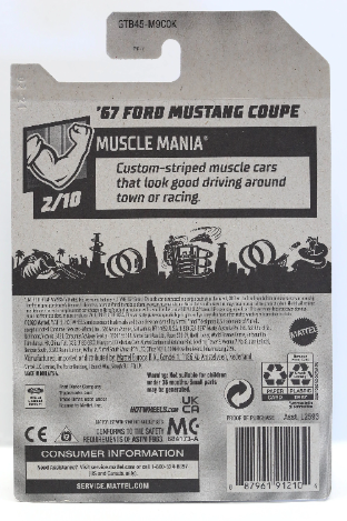 Hot Wheels '67 Ford Mustang Coupe HW Muscle Mania GTB45 - Plus (+) a Bonus Hot Wheel