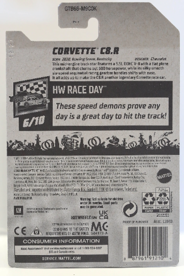 Hot Wheels Corvette C8.R HW Race Day GTB66 - Plus (+) a Bonus Hot Wheel