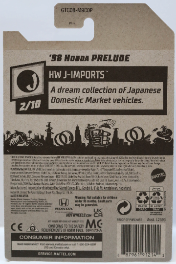 Hot Wheels '98 Honda Prelude HW J-Imports GTC08 - Más (+) un Hot Wheel de bonificación