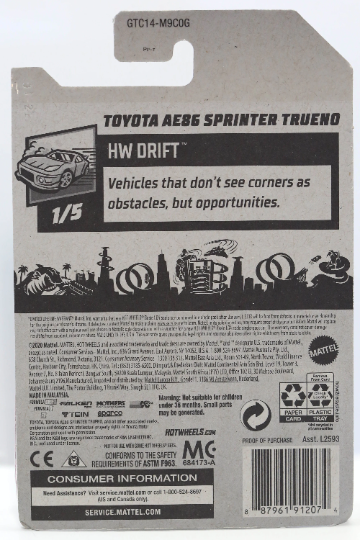 Hot Wheels Toyota AE86 Sprinter Trueno HW Drift GTC14