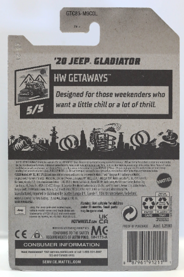 Hot Wheels '20 Jeep Gladiator HW Getaways GTC83 - Plus (+) a Bonus Hot Wheel