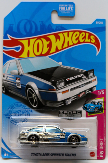 Hot Wheels Toyota AE86 Sprinter Trueno HW Drift GTD14 - ZAMAC #001 - Walmart Exclusive - Plus (+) a Bonus Hot Wheel