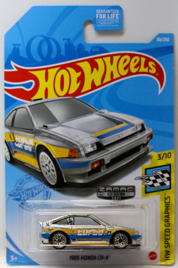 Hot Wheels 1985 Honda CR-X HW Speed Graphics GTD21 - ZAMAC #008 - Walmart Exclusive - Plus (+) a Bonus Hot Wheel