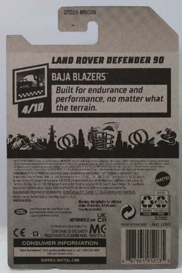 Hot Wheels Land Rover Defender 90 HW Baja Blazers GTD26 - ZAMAC #013 - Walmart Exclusive - Plus (+) a Bonus Hot Wheel